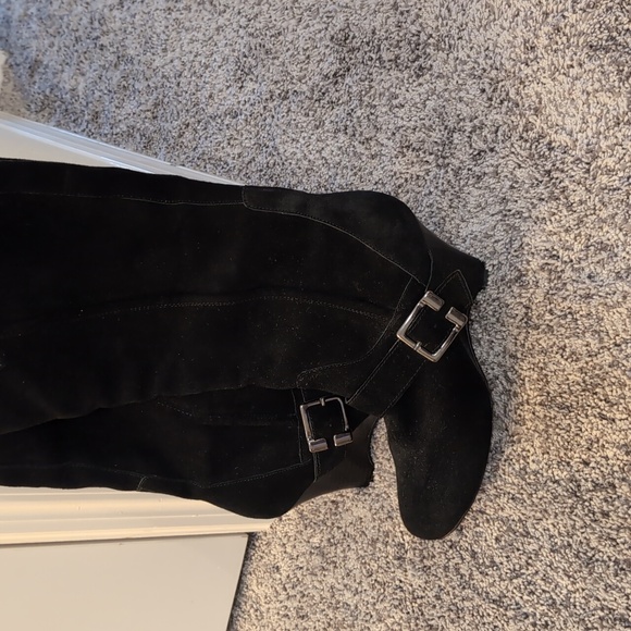 Naughty Monkey Black Suede Heeled Boots with Buckles - Picture 3 of 8